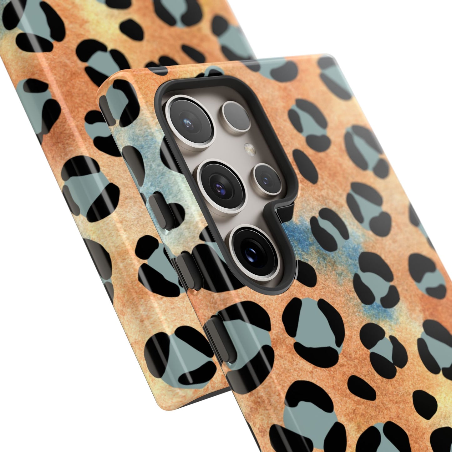 Sunset Watercolor Leopard Print Tough Samsung Galaxy Case – Artistic Animal Pattern with Dual-Layer Protection