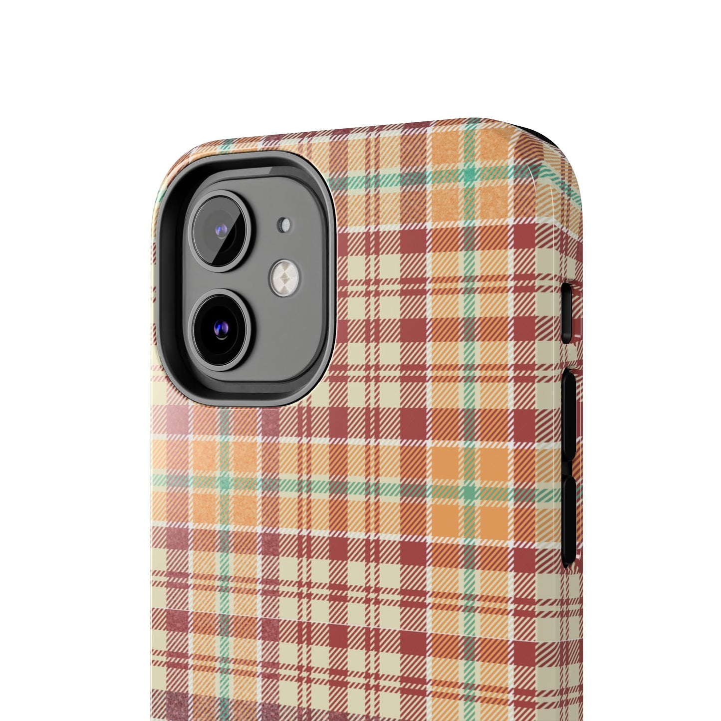 Retro Chic Plaid iPhone Case in Red, Orange, Green & Cream – Classic Vintage Style