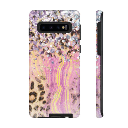 Crystal Glam Leopard - Samsung Galaxy Series Case with Glitter and Gem Accents