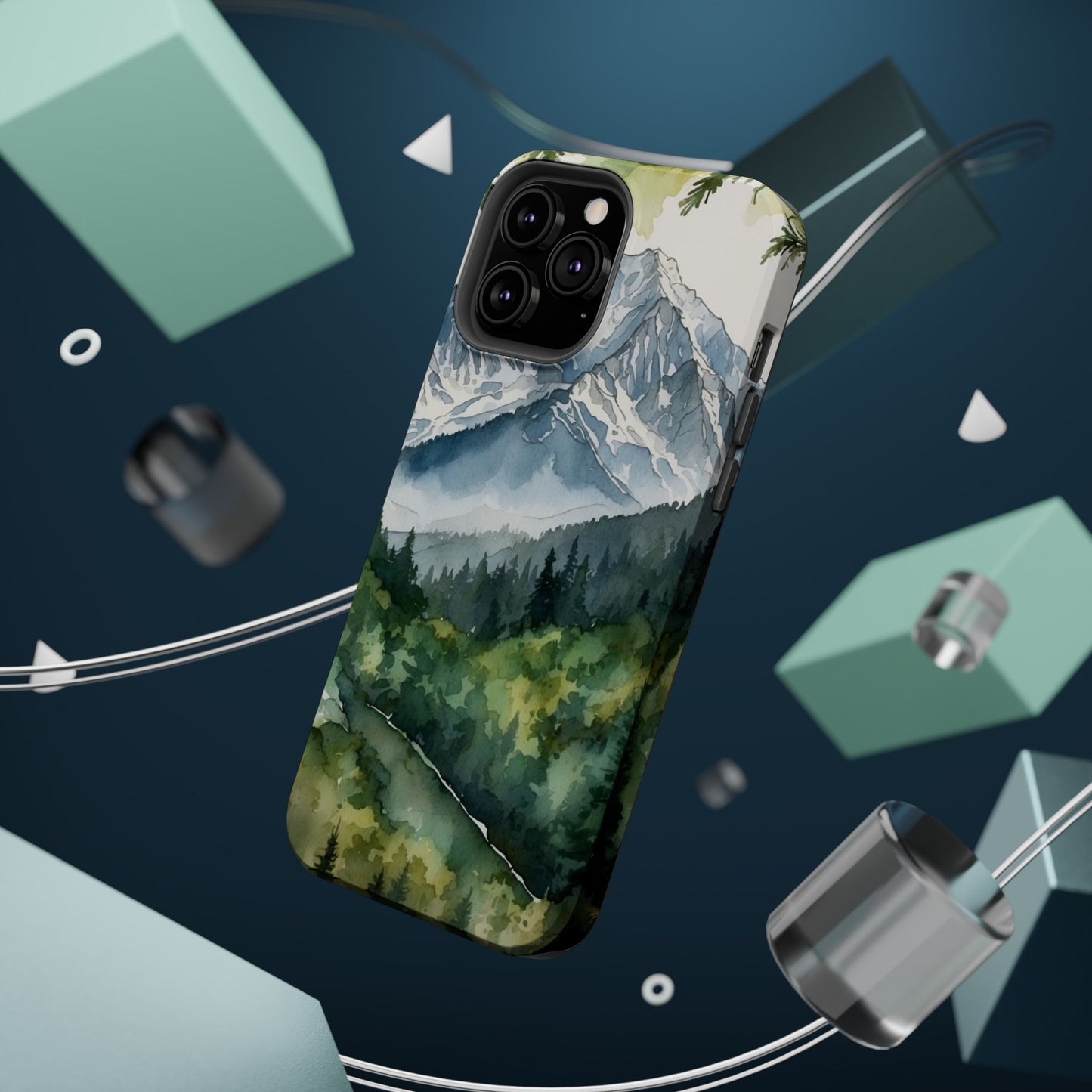 Watercolor Alpine Mountainscape - MagSafe iPhone Case