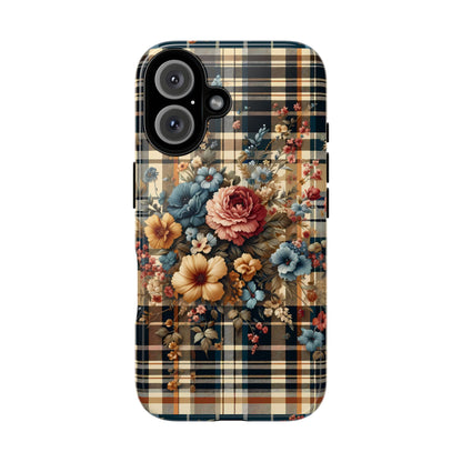 Vintage Floral Checkered Phone Case