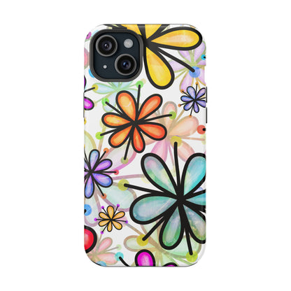 Retro Floral Pop MagSafe iPhone Case – Ultra-Slim Design, High-Gloss Finish