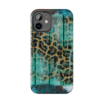 Turquoise Rustic Leopard Wood - iPhone Series Case