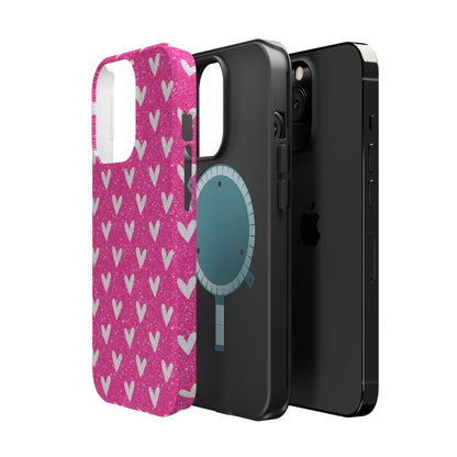 Pink Glitter Hearts Pattern – MagSafe iPhone Case