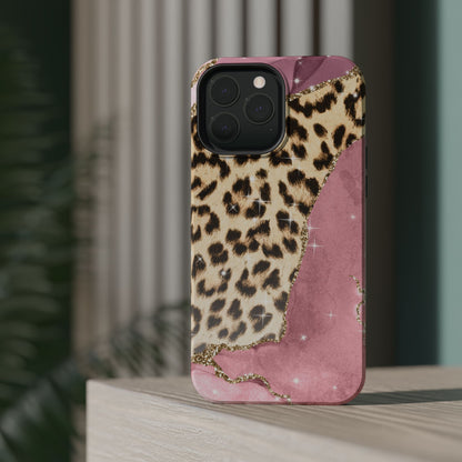 Pink Glam Leopard - MagSafe iPhone Series Case with Glitter Accents