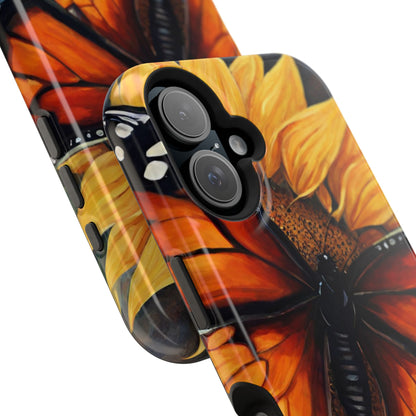 Monarch Butterfly & Sunflower Art – MagSafe iPhone Case