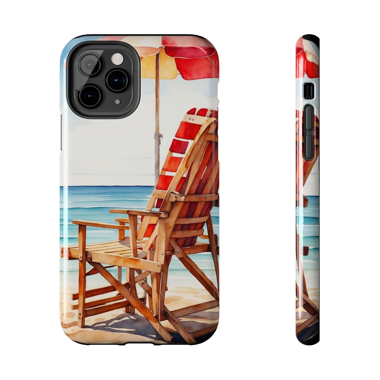 Beach Bliss iPhone Series Case – Relaxing Seaside Chair and Umbrella Design