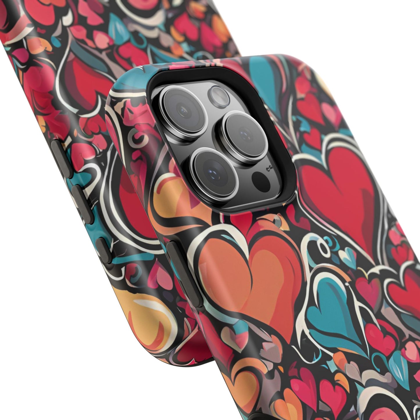 Vibrant Multicolor Heart Art – MagSafe-Compatible iPhone Case