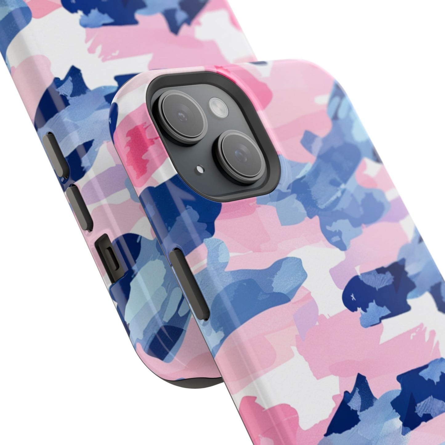 MagSafe Case: Dynamic Pink & Navy Brushstroke Art