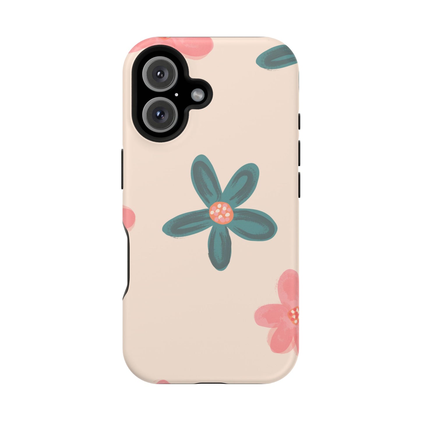 Vintage Floral Tough MagSafe iPhone Case – Soft Matte Finish with Dual-Layer Protection