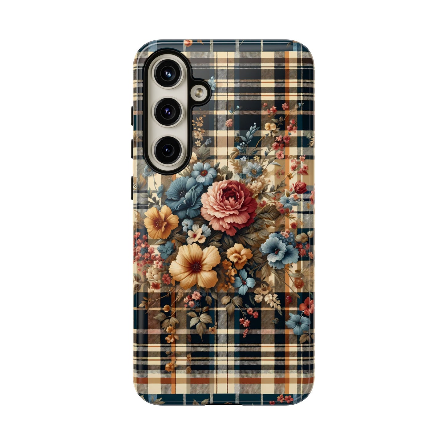 Vintage Floral Checkered Phone Case