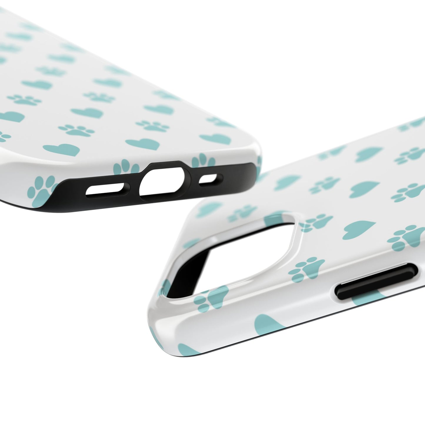 Mint Green Paw Print & Heart iPhone Case – Stylish Pet Lover’s Essential