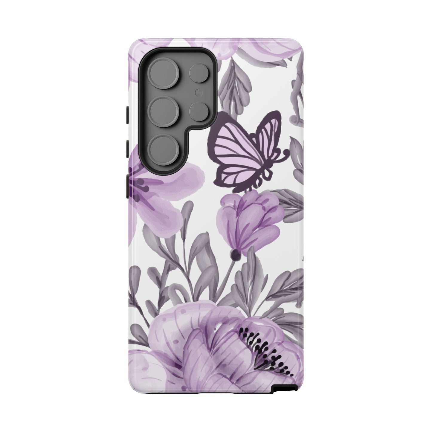 Lavender Bloom Butterfly Samsung Galaxy Case – Delicate Floral Design with Watercolor Details