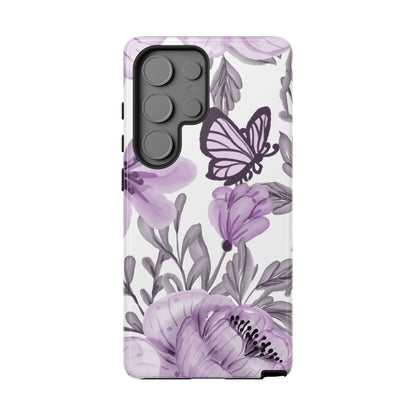 Lavender Bloom Butterfly Samsung Galaxy Case – Delicate Floral Design with Watercolor Details