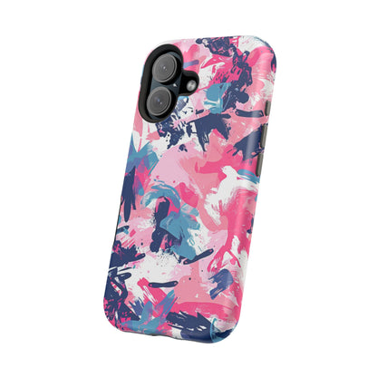 Vibrant Pink & Navy Abstract Splash – MagSafe iPhone Case