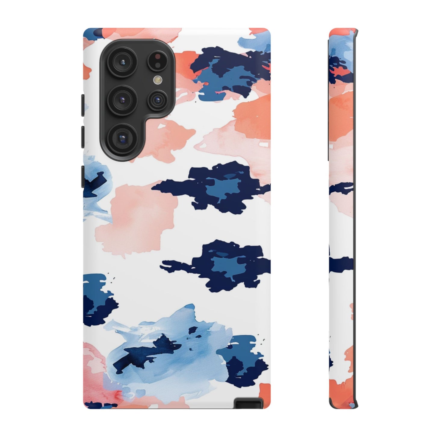 Abstract Coral & Navy Watercolor Design – Samsung Galaxy Case