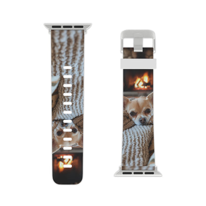 Relaxing Chihuahua by Fireplace Apple Watch Band