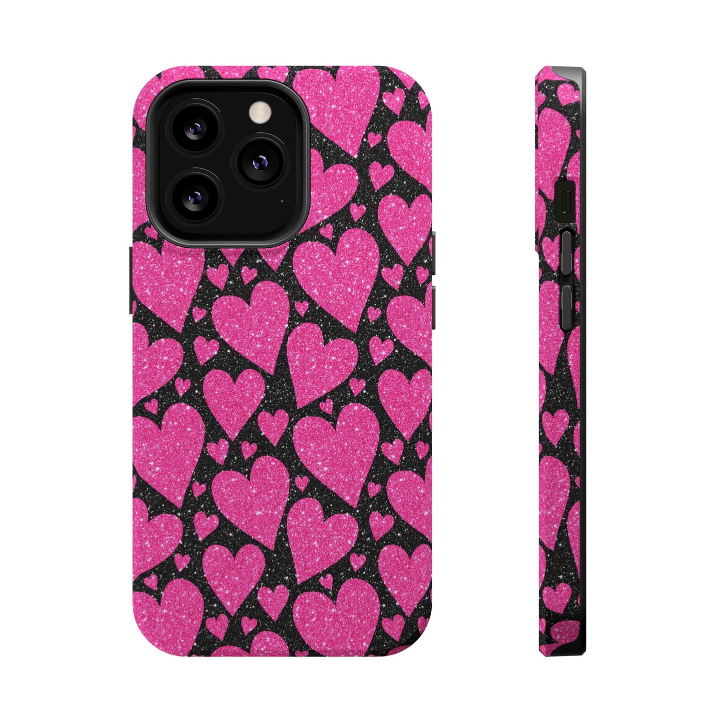 Glitter Hearts MagSafe iPhone Case