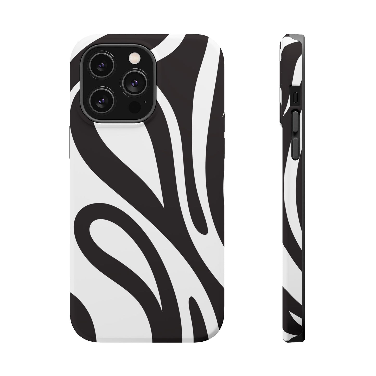 Modern Black and White Abstract Tough MagSafe iPhone Case – Bold Graphic Pattern with Dual-Layer Protection