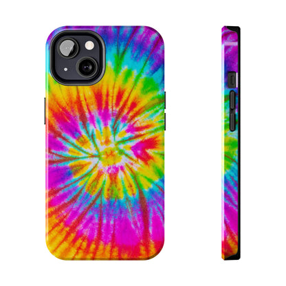 Rainbow Spiral Tie-Dye iPhone Case – Bright & Retro Design