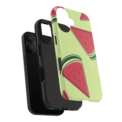 Watermelon Slice iPhone Case – Fresh & Fun Design with Retro Geometric Pattern