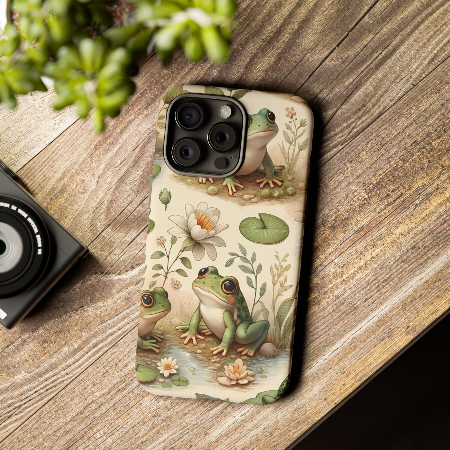 Cute Frogs Phone Case - Pond Pals Frolic - Charming Frog Lily Pad Phone Case for iPhone, Google & Samsung! Great Gift For Any Frog Lover!