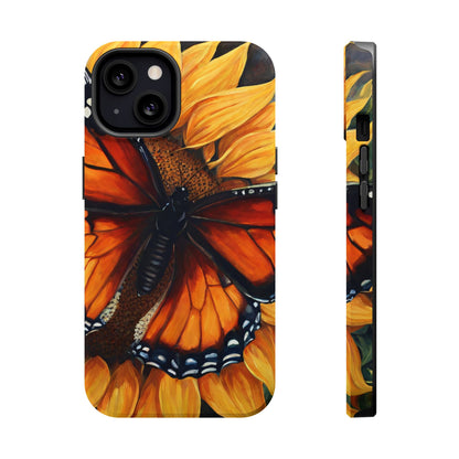 Monarch Butterfly & Sunflower Art – MagSafe iPhone Case