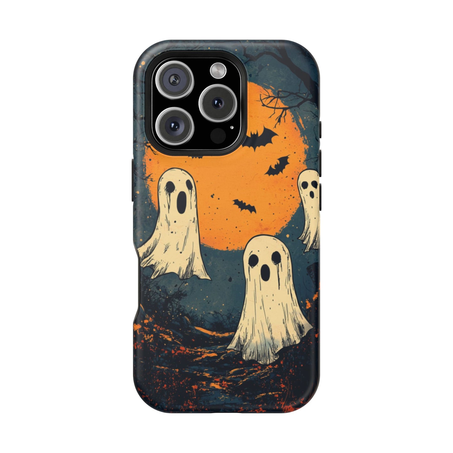 Haunted Ghosts & Full Moon MagSafe iPhone Case – Spooky Halloween Design