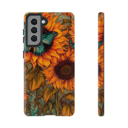 Vintage Blue Butterfly & Sunflower Art – Samsung Galaxy Case