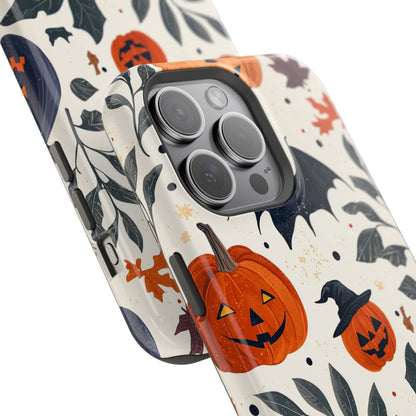 Spooky Halloween MagSafe iPhone Case – Pumpkins, Bats, and Spider Design