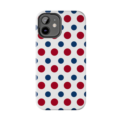 Patriotic Navy, White, and Red Polka Dot iPhone Case