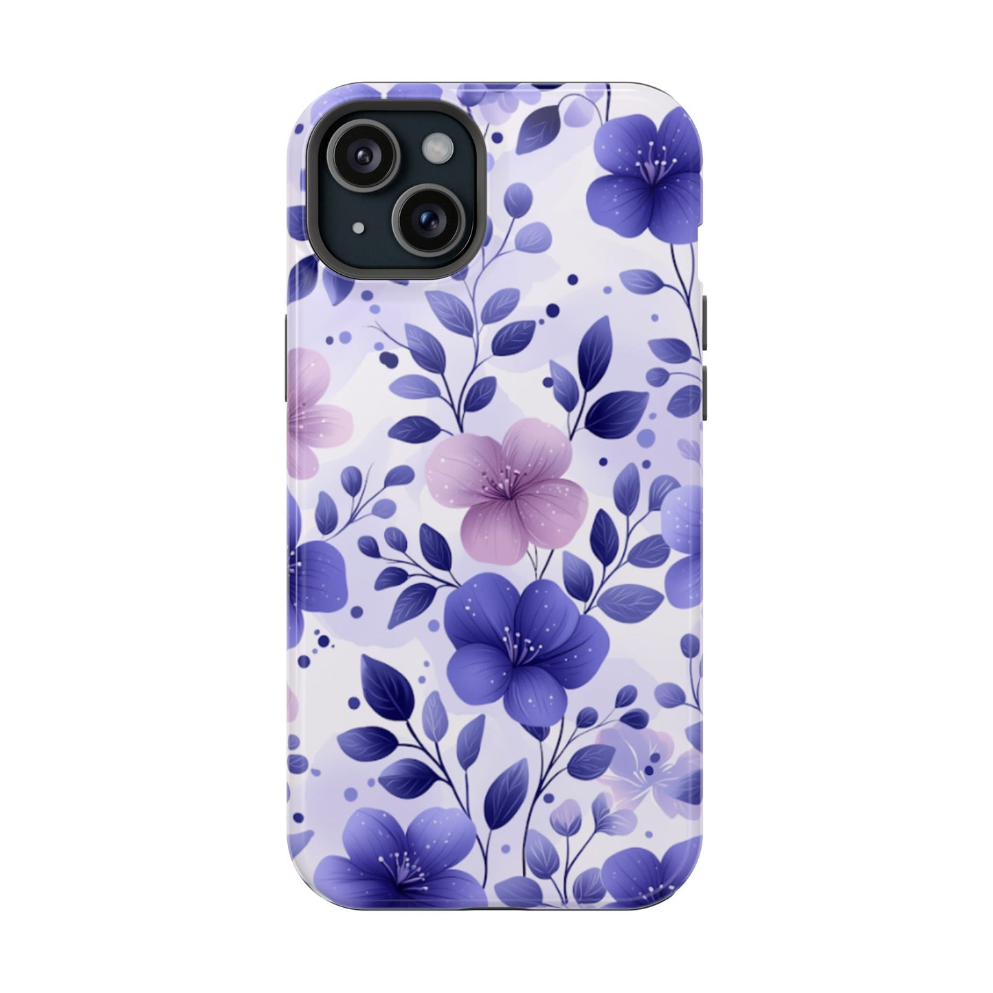 Purple Floral MagSafe iPhone Case – Durable Protection with Elegant Flower Design