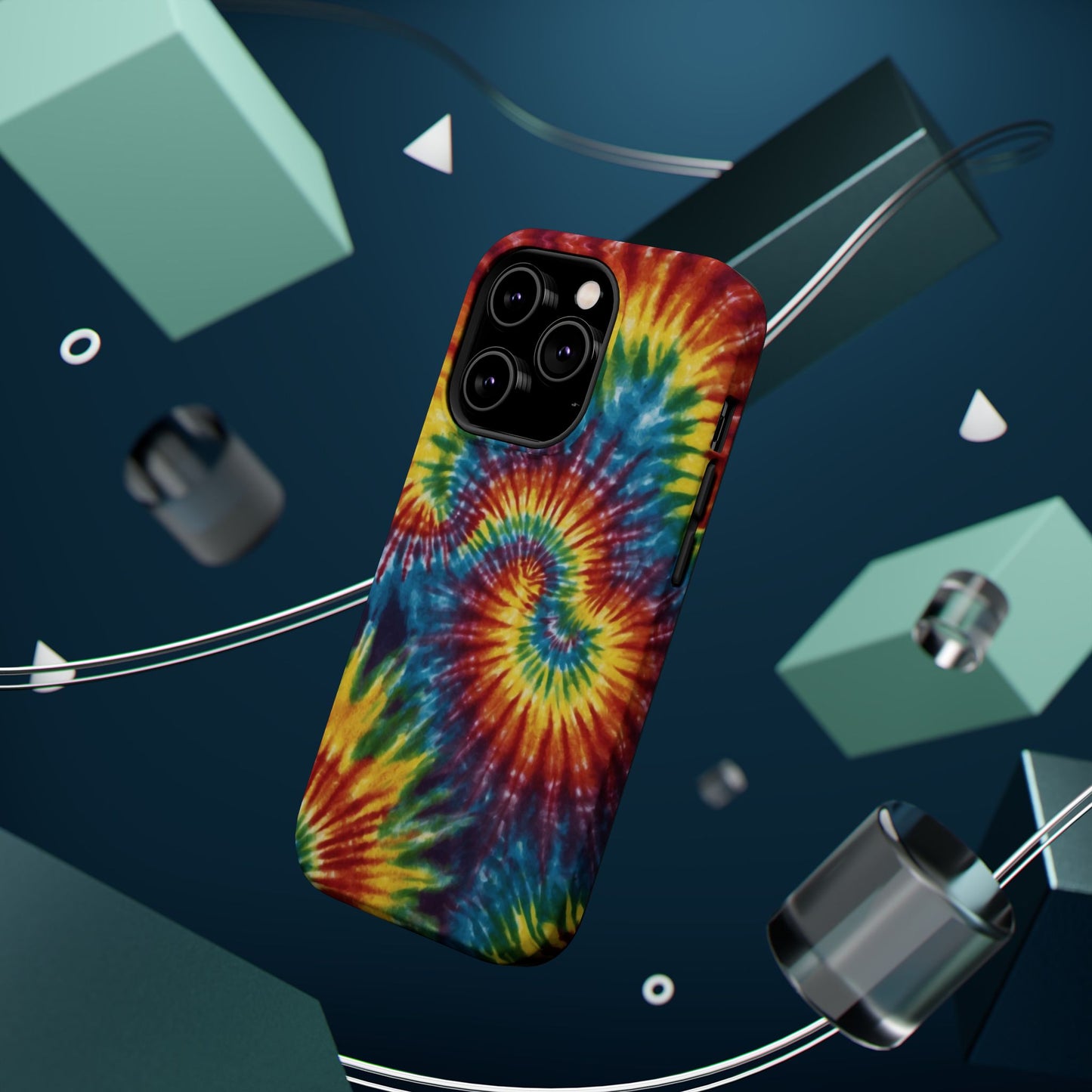 Retro Rainbow Tie-Dye MagSafe Case – Swirl Design