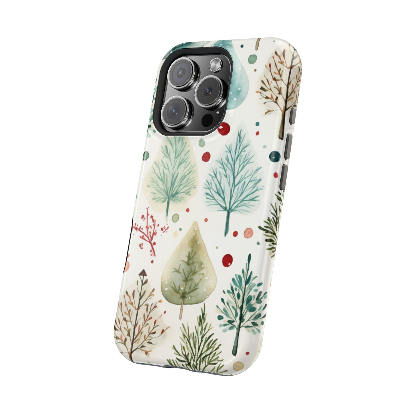 Watercolor Winter Trees MagSafe iPhone Case – Nature-Inspired, Holiday Theme Protective Cover