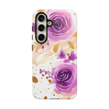 Soft Purple & Gold Floral Splash - Samsung Galaxy Series Case