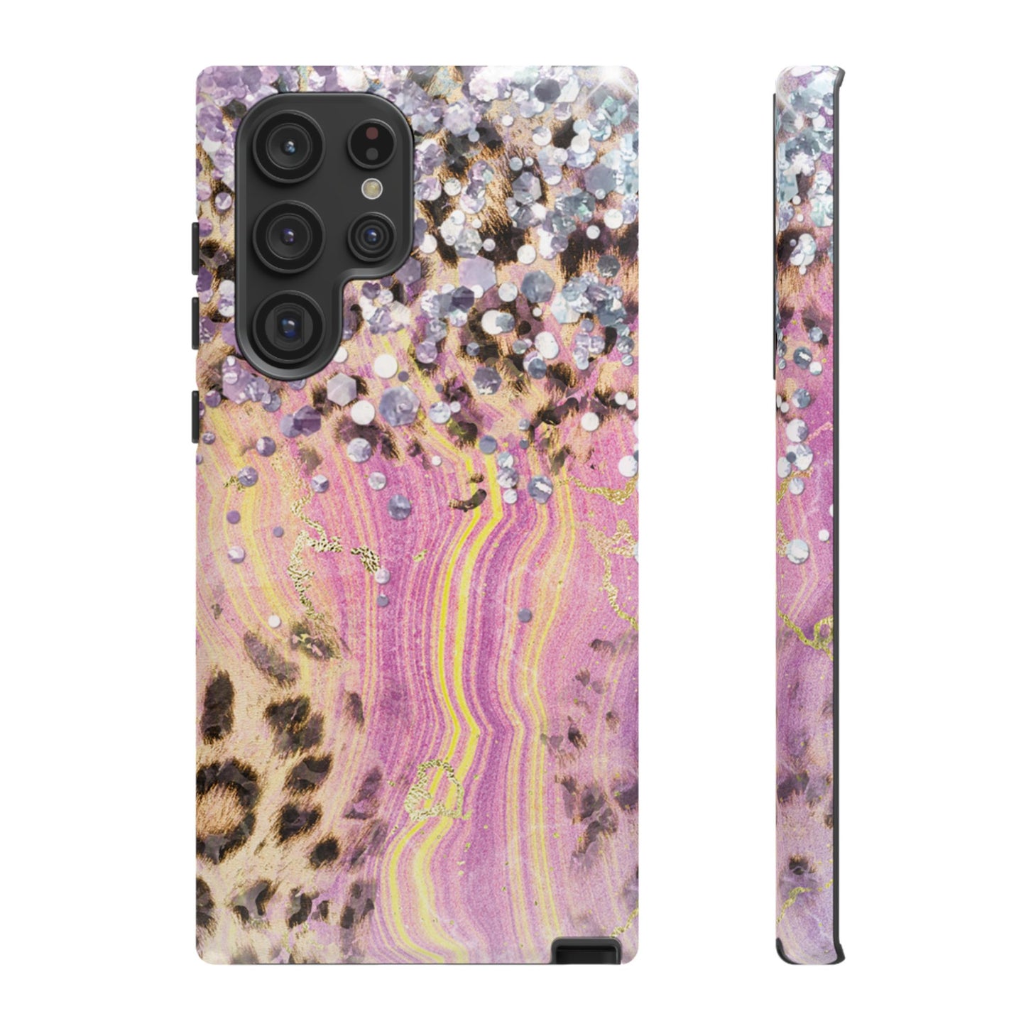 Crystal Glam Leopard - Samsung Galaxy Series Case with Glitter and Gem Accents