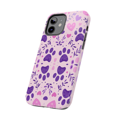 Pastel Paw Print iPhone Case - Cute Pet-Themed Floral Protective Cover