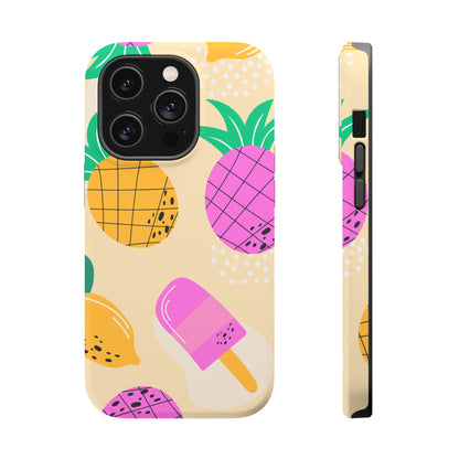 Tropical Pop MagSafe iPhone Case – Fun Pineapple & Lemon Design with Vibrant Summery Colors