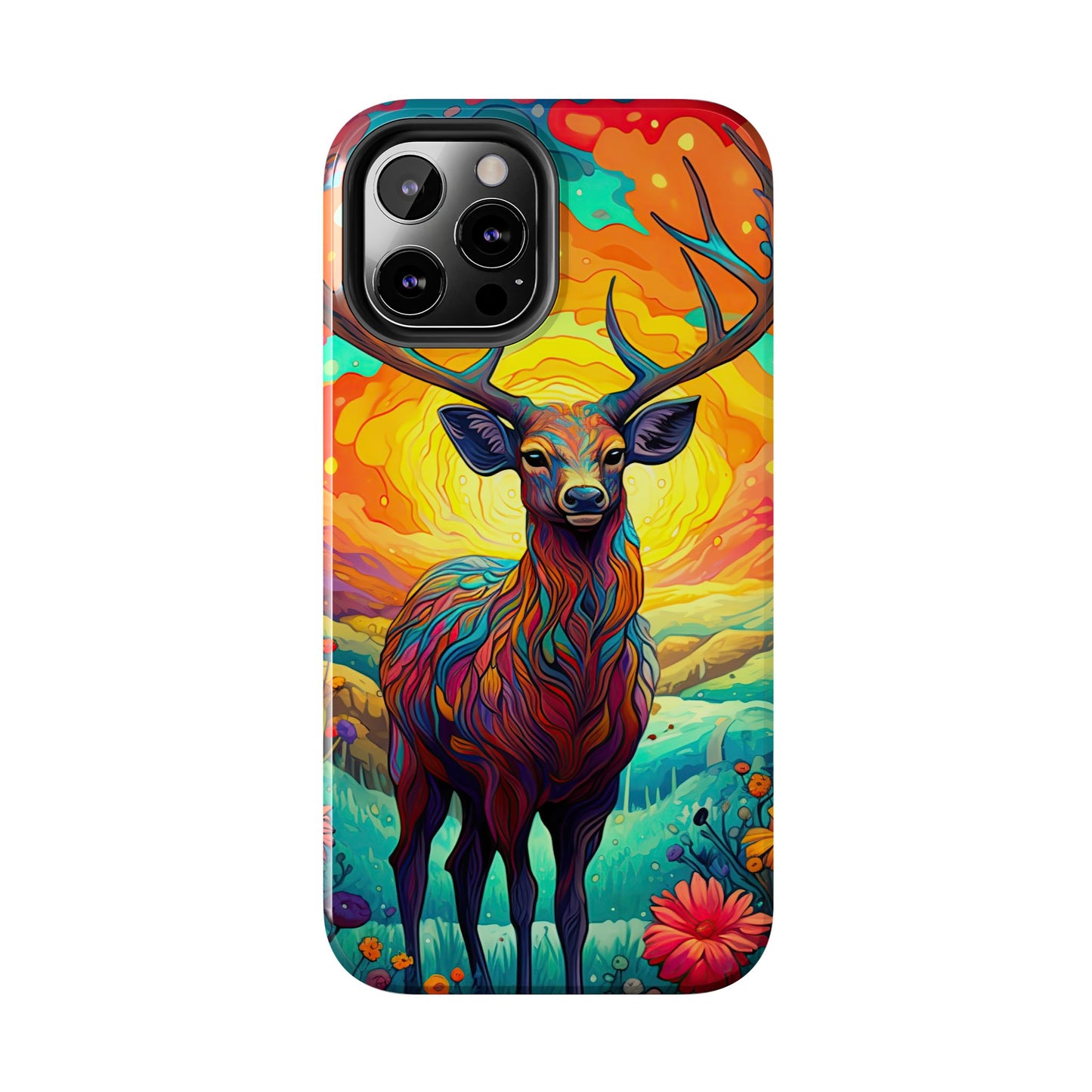 Vibrant Stag in Bloom – iPhone Case