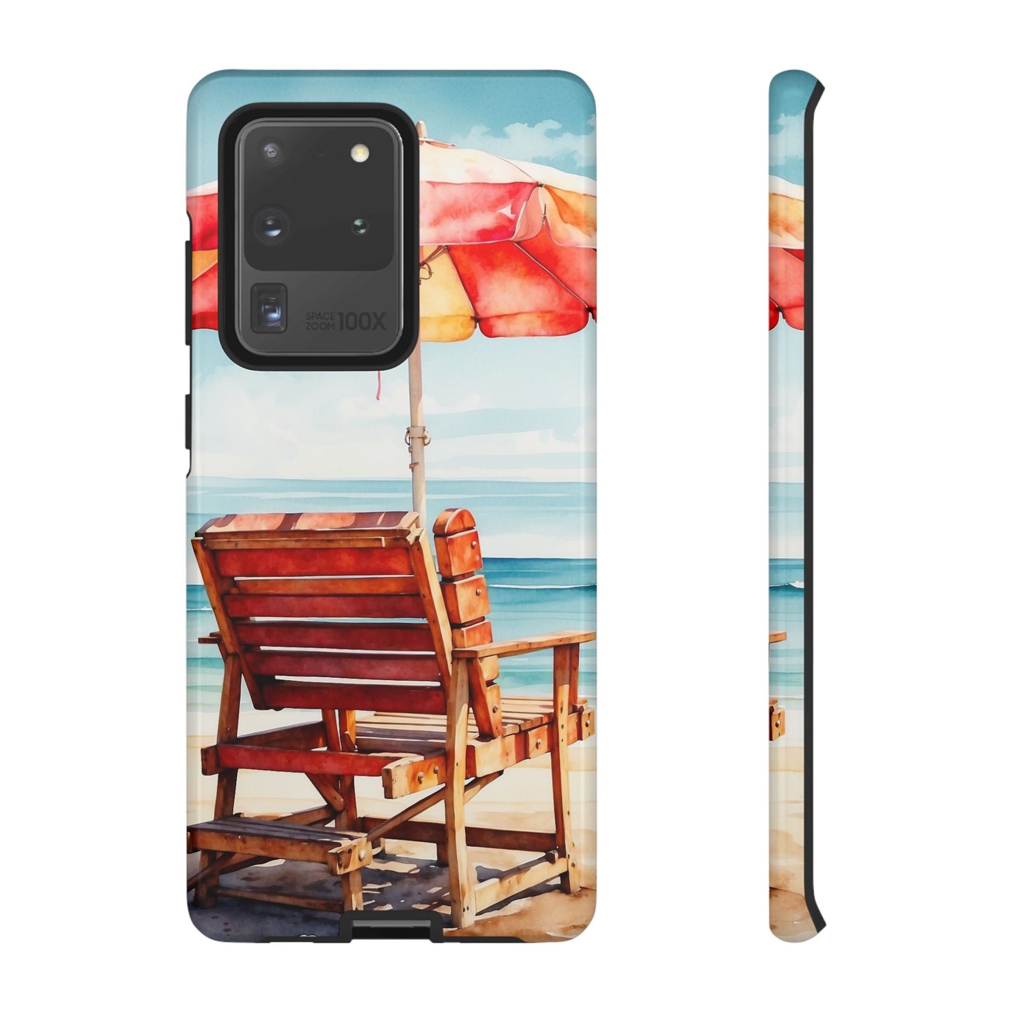 Beachfront Sunset Lounge Samsung Galaxy Case – Vibrant Watercolor Design