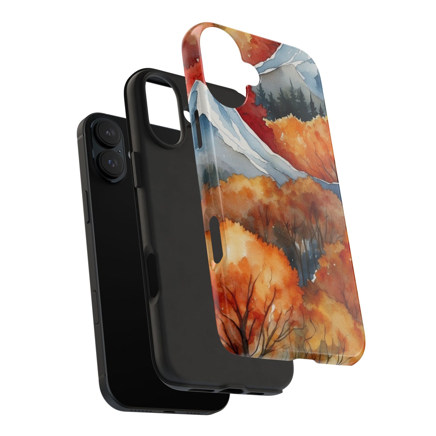 Autumn Mountain Forest Watercolor - iPhone Case