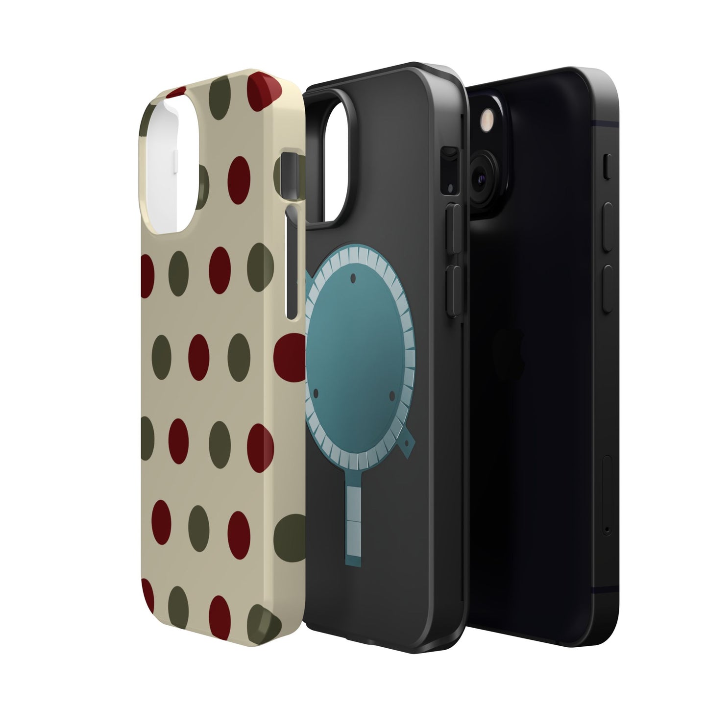 Red & Green Polka Dots on Cream – MagSafe iPhone Case