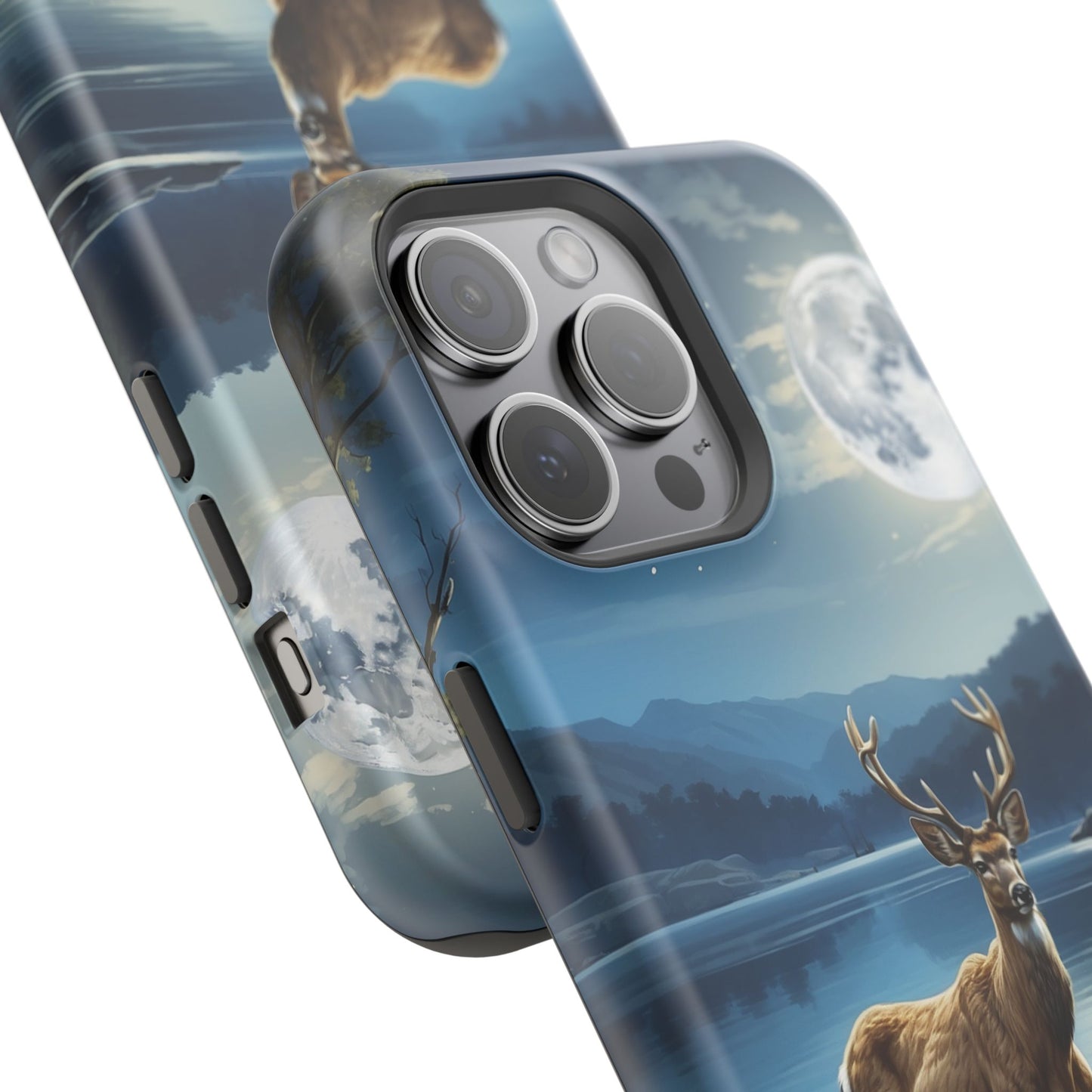 Moonlit Elegance: Stag by the Lake – MagSafe iPhone Case