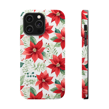 Festive Poinsettia Holiday Pattern – MagSafe iPhone Series Case