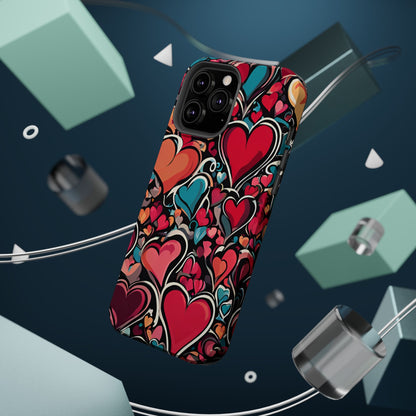 Vibrant Multicolor Heart Art – MagSafe-Compatible iPhone Case