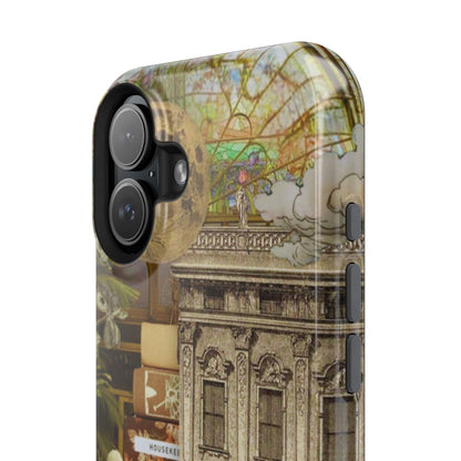 Whimsical Road Trip Collage MagSafe iPhone Case – Dual-Layer Protection with Vintage Art and Adventure Design