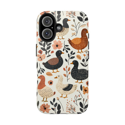 Farm Duck & Flowers iPhone Case – Vintage Floral Design