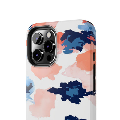 Abstract Coral & Navy Watercolor Design – iPhone Case