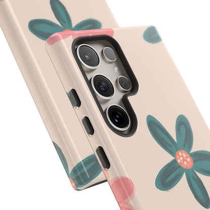 Vintage Floral Tough Samsung Galaxy Case – Soft Matte Finish with Dual-Layer Protection