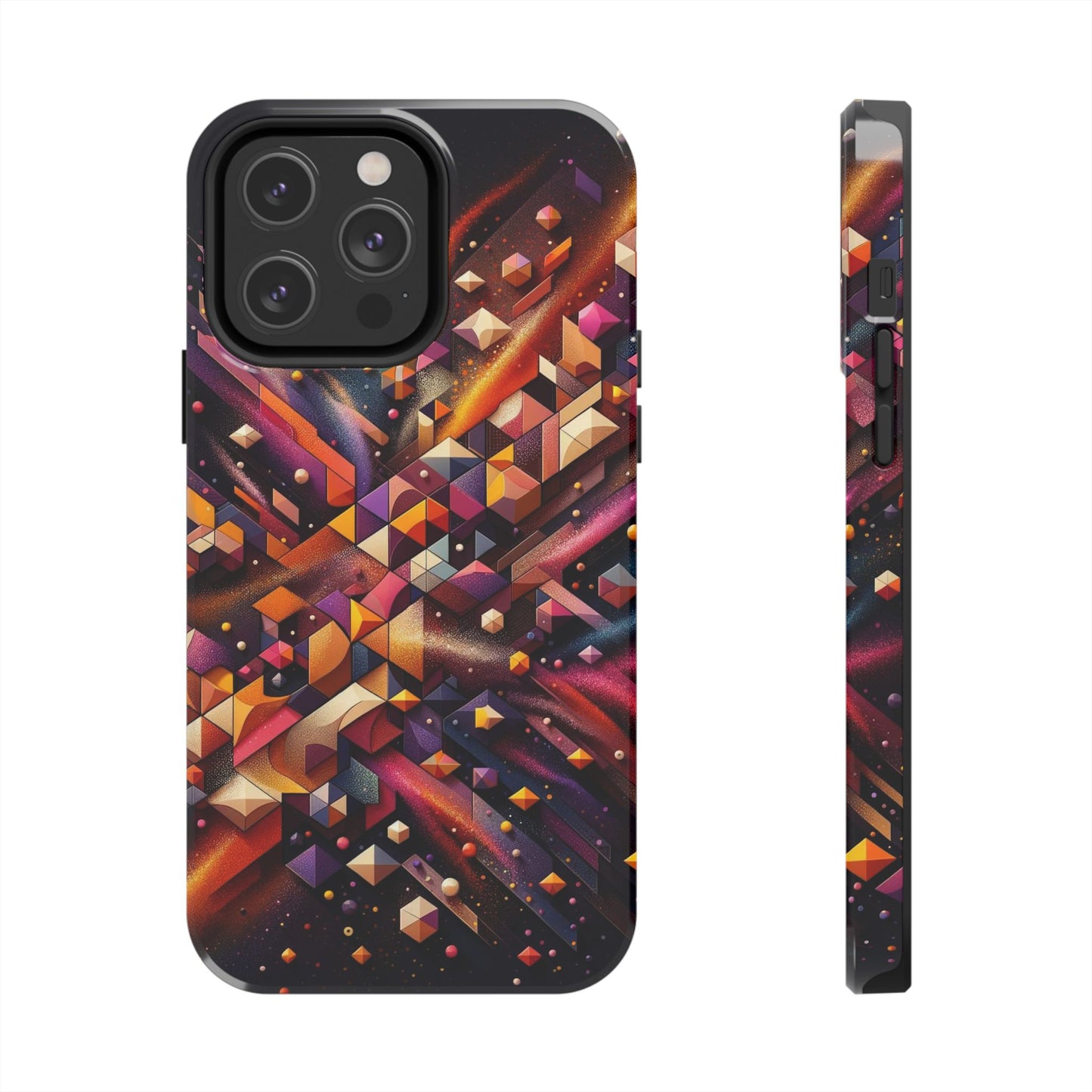 Geometric Galaxy iPhone Case - Abstract Cosmic Protective Cover - Retro Gamer